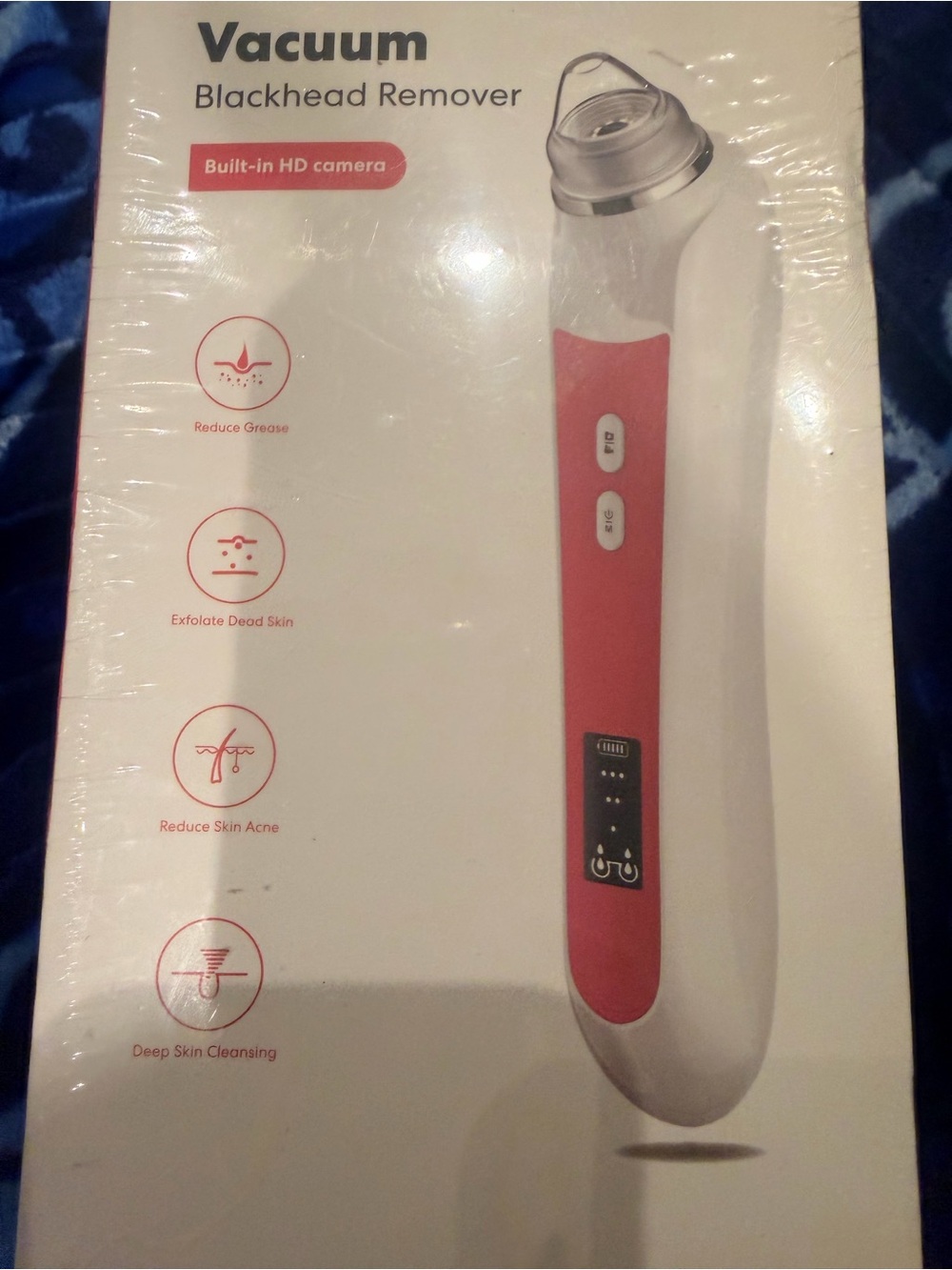 White & Red Blackhead Vacuum Remover with HD Camera